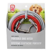 Avenue Pet Tether Portable Dog Hitch - 4.5 m (15 ft) Red Loop Cable - Clear