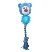 Dogit Stuffies Dog Toy - Plush, Rope & TPR Ball Blue Bear - 28 cm (11 in)