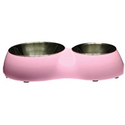 Catit Cat Double Diner-Pink. Capacity: 1 x 350ml (11.8 fl oz) and 1 x 160mL (5.4 fl oz)