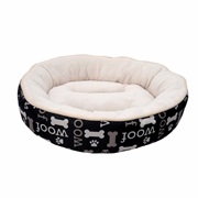 Dogit DreamWell Dog Cuddle Bed - Round - Black Woof - 53 cm dia (21 in)