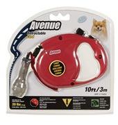 Avenue Dog Retractable Cord Leash, Red, Extra Small (3m/10ft)