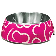 Dogit Style 2-in-1 Dog Dish- Pink Bones, Xsmall (160ml/5.4 fl oz)
