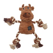 Dogit Stuffies Dog Toy - Corduroy Plush & Rope Brown Cow - 23 cm (9 in)