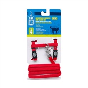 Catit Adjustable Nylon Cat Harness & Leash Set, Red, Medium