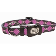 Dogit Style Nylon Print Dog Collar-Argyle, Purple, Large
