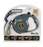 Avenue Dog Retractable Cord Leash, Gray, Extra Small (3m/10ft)