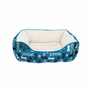 Dogit DreamWell Dog Cuddle Bed - Rectangular - Blue Woof - 60 x 51 x 23 cm (24 x 20 x 9 in)
