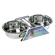 Dogit Stainless Steel Double Dog Diner, Large, with 2 x 1.5L (50 fl oz) bowls and stand