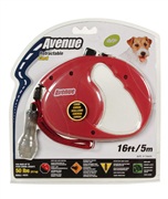 Avenue Dog Retractable Cord Leash, Red, Small (5m/16ft)