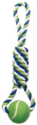 Dogit Dog Knotted Rope Toy- Multicoloured Spiral Tug with Tennis Ball