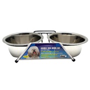 Dogit Stainless Steel Double Dog Diner, Medium, with 2 x 750ml (25 fl oz) bowls and stand