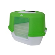 Cat Love Space Saver Corner Hooded Cat Pan w/Detachable bag anchor & carbon filter - Green - 56 x 45 x 43.5 cm (22 x 17.7 x 17.12 in)