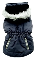 Dogit Fall/Winter 2010 Dog Clothing Collection - Coat with Faux Fur Trimmed Hood, Charcoal Gray, XLarge