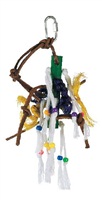 Living World Junglewood Bird Toy, Small Wood Peg with Ropes, Leather Strips and Beads with hanging Clip