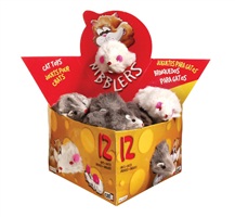 Catit Nibblers Fur Mice Cat Toy, Deluxe Fur Mice Display Box, 12 large mice