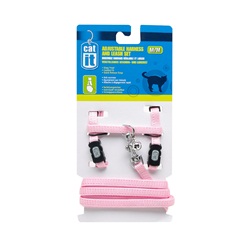 Catit Adjustable Nylon Cat Harness & Leash Set, Pink Medium